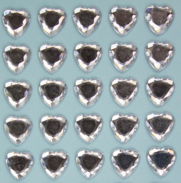 Glitzersteine in Herzform, klar, 10mm, selbstklebend