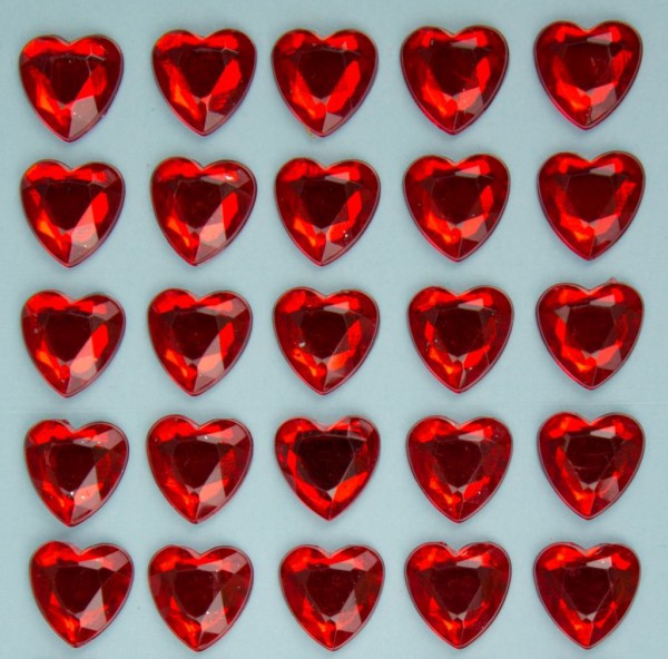 Glitzersteine in Herzform, rot, 10mm, selbstklebend