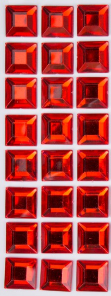 Glitzersteine rot, 15 x 15 x 3 mm, selbstklebend